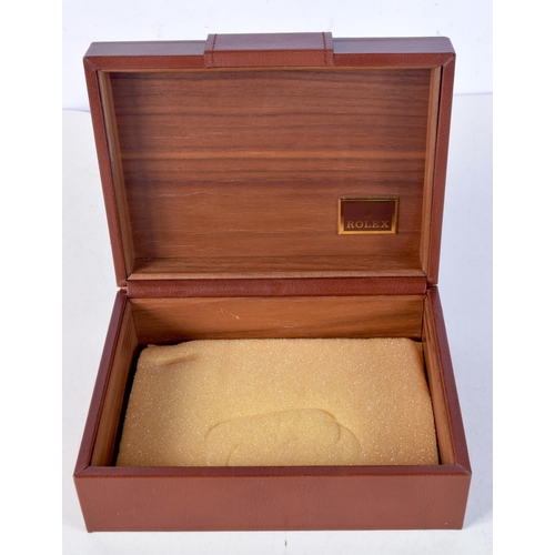 1689 - A ROLEX BROWN LEATHER WATCH BOX. 14.5 cm x 19.5 cm.