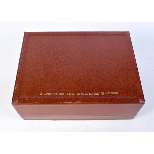 1689 - A ROLEX BROWN LEATHER WATCH BOX. 14.5 cm x 19.5 cm.