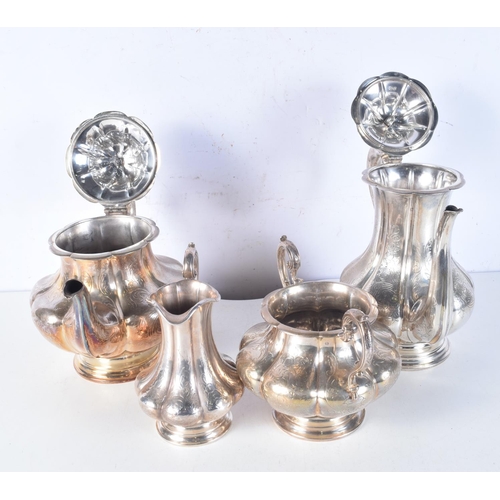 1734 - A VICTORIAN FOUR PIECE SILVER TEASET. London 1850. 2563 grams. Largest 27 cm x 23 cm. (4)