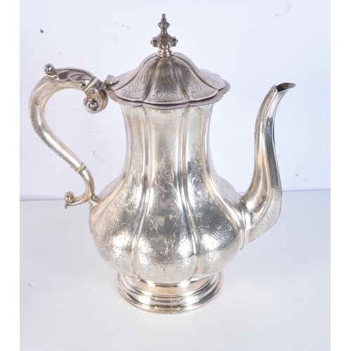 1734 - A VICTORIAN FOUR PIECE SILVER TEASET. London 1850. 2563 grams. Largest 27 cm x 23 cm. (4)