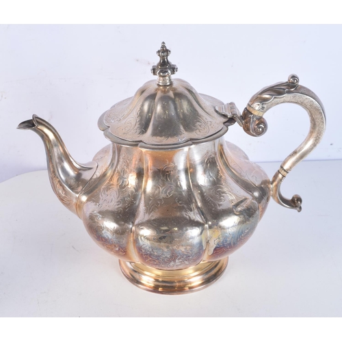 1734 - A VICTORIAN FOUR PIECE SILVER TEASET. London 1850. 2563 grams. Largest 27 cm x 23 cm. (4)