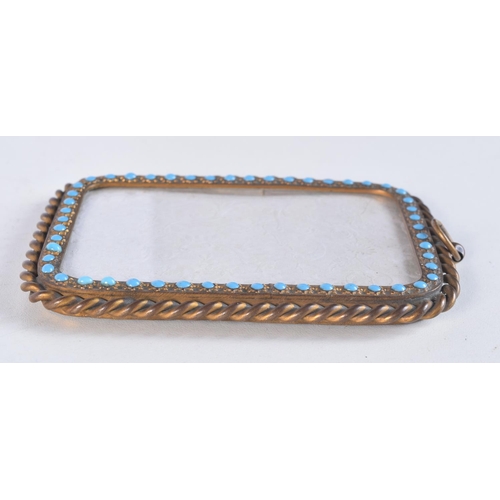 1747 - AN ANTIQUE TURQUOISE FRAME. 86 grams. 11 cm x 8 cm.