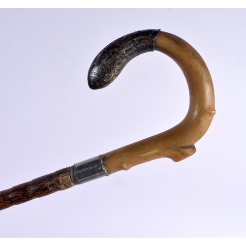 1756 - SEVEN ANTIQUE MIDDLE EASTERN CARVED RHINOCEROS HORN HANDLED WALKING CANES. 90 cm long. (7)