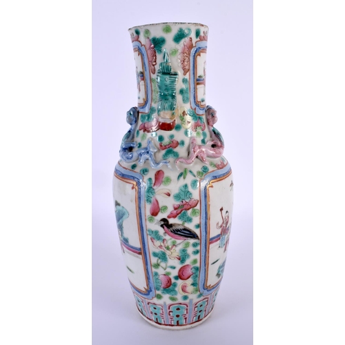 2007 - A 19TH CENTURY CHINESE FAMILLE ROSE PORCELAIN VASE Qing, painted with figures in landscapes. 25 cm x... 