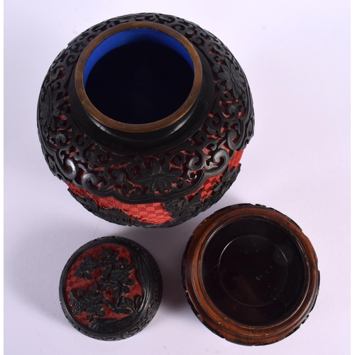 2010 - AN EARLY 20TH CENTURY CHINESE TWO COLOUR CINNABAR LACQUER GINGER JAR AND COVER Late Qing/Republic. 2... 