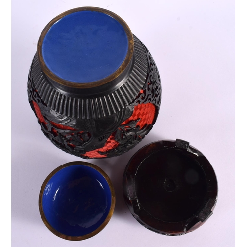 2010 - AN EARLY 20TH CENTURY CHINESE TWO COLOUR CINNABAR LACQUER GINGER JAR AND COVER Late Qing/Republic. 2... 