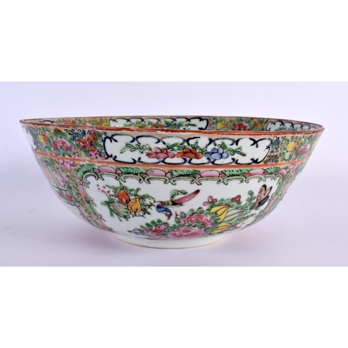 2037 - A 19TH CENTURY CHINESE CANTON FAMILLE ROSE PORCELAIN BOWL Qing, painted with figures and landscapes.... 