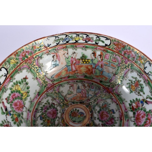 2037 - A 19TH CENTURY CHINESE CANTON FAMILLE ROSE PORCELAIN BOWL Qing, painted with figures and landscapes.... 