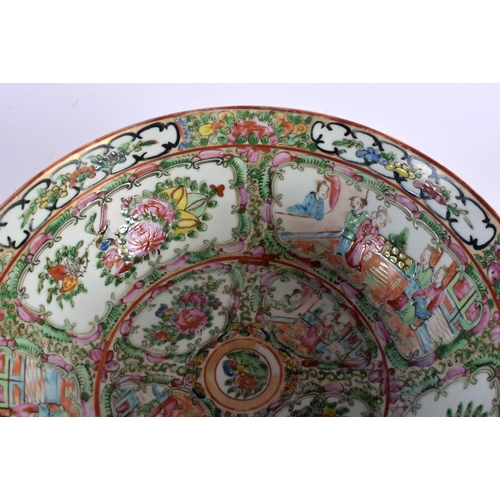 2037 - A 19TH CENTURY CHINESE CANTON FAMILLE ROSE PORCELAIN BOWL Qing, painted with figures and landscapes.... 