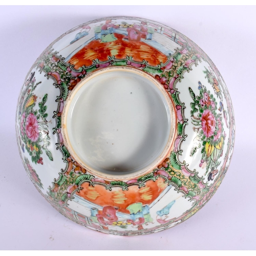 2037 - A 19TH CENTURY CHINESE CANTON FAMILLE ROSE PORCELAIN BOWL Qing, painted with figures and landscapes.... 