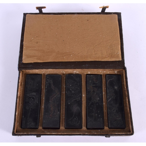 2042 - A SET OF FIVE 19TH CENTURY CHINESE BLACK INK BLOCKS Qing. Each 10.5 cm x 4.5 cm. (5)