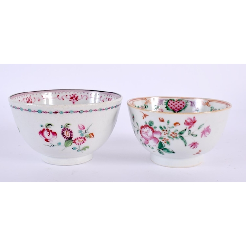 2052 - AN 18TH CENTURY CHINESE EXPORT FAMILLE ROSE TEAPOT AND COVER Qianlong, together with similar bowls e... 