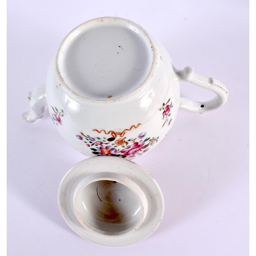 2052 - AN 18TH CENTURY CHINESE EXPORT FAMILLE ROSE TEAPOT AND COVER Qianlong, together with similar bowls e... 