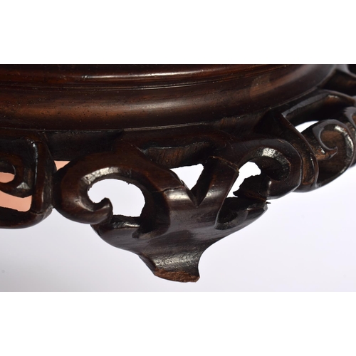 2056 - A 19TH CENTURY CHINESE CARVED HARDWOOD STAND Qing, together with another stand. Largest 18 cm wide. ... 