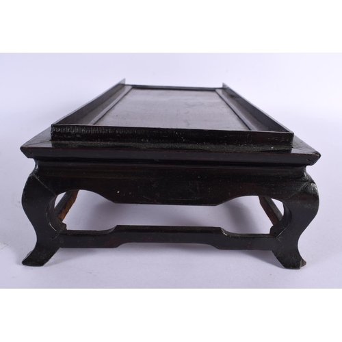 2061 - A LARGE 19TH CENTURY CHINESE CARVED HARDWOOD RECTANGULAR DISPLAY STAND Qing. 30 cm x 15 cm.