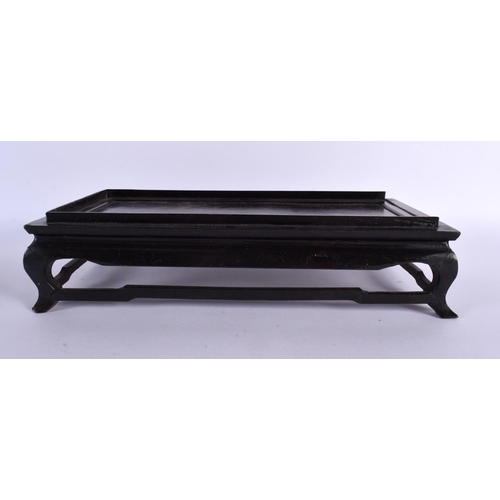 2061 - A LARGE 19TH CENTURY CHINESE CARVED HARDWOOD RECTANGULAR DISPLAY STAND Qing. 30 cm x 15 cm.