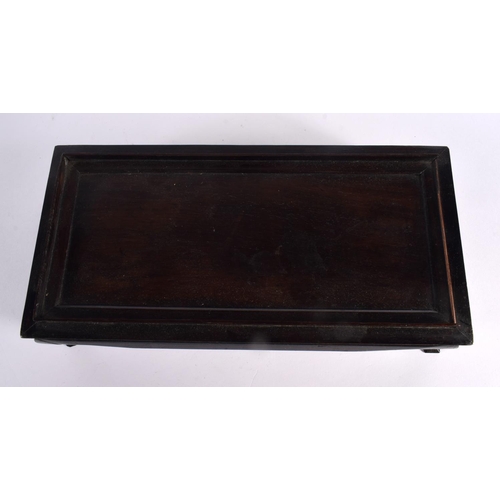 2061 - A LARGE 19TH CENTURY CHINESE CARVED HARDWOOD RECTANGULAR DISPLAY STAND Qing. 30 cm x 15 cm.