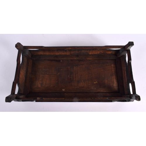 2061 - A LARGE 19TH CENTURY CHINESE CARVED HARDWOOD RECTANGULAR DISPLAY STAND Qing. 30 cm x 15 cm.