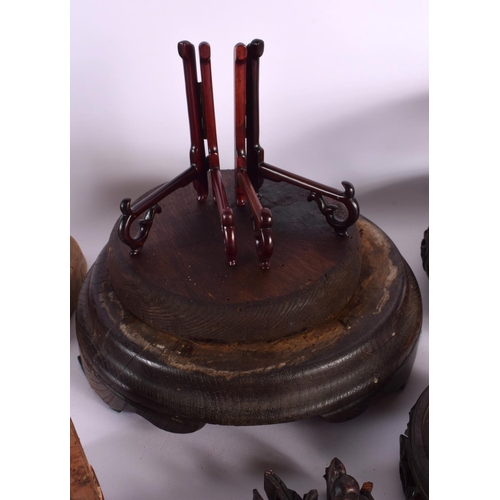 2068 - ASSORTED 19TH/20TH CENTURY CHINESE & JAPANESE HARDWOOD STANDS. Largest 16 cm wide. (qty)