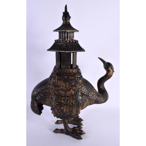 2100 - A VERY LARGE CHINESE BRONZE PHOENIX BIRD CENSER AND COVER probably late Qing. 44 cm x 24 cm.