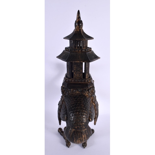 2100 - A VERY LARGE CHINESE BRONZE PHOENIX BIRD CENSER AND COVER probably late Qing. 44 cm x 24 cm.