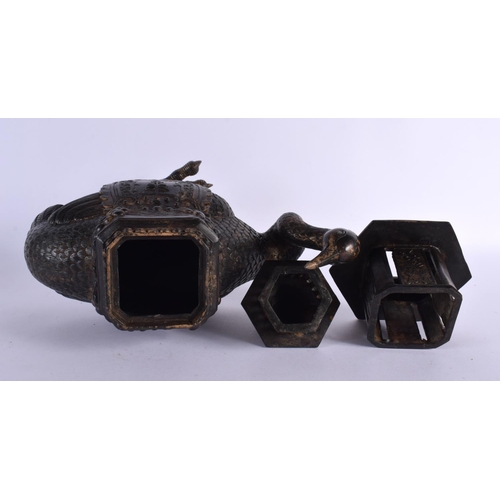 2100 - A VERY LARGE CHINESE BRONZE PHOENIX BIRD CENSER AND COVER probably late Qing. 44 cm x 24 cm.