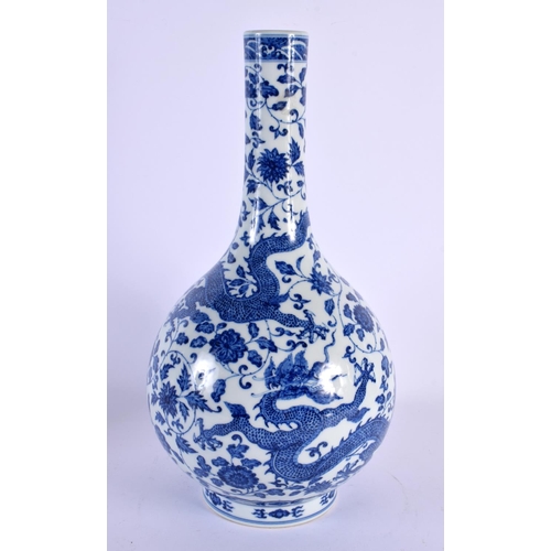 2113 - A CHINESE QING DYNASTY BLUE AND WHITE PORCELAIN VASE Yongzheng mark and possibly of the period, pain... 