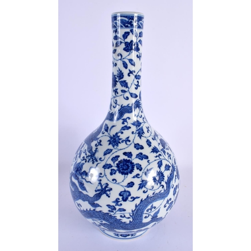 2113 - A CHINESE QING DYNASTY BLUE AND WHITE PORCELAIN VASE Yongzheng mark and possibly of the period, pain... 