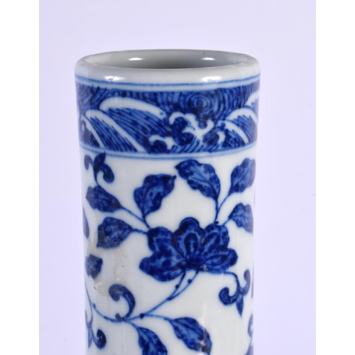 2113 - A CHINESE QING DYNASTY BLUE AND WHITE PORCELAIN VASE Yongzheng mark and possibly of the period, pain... 