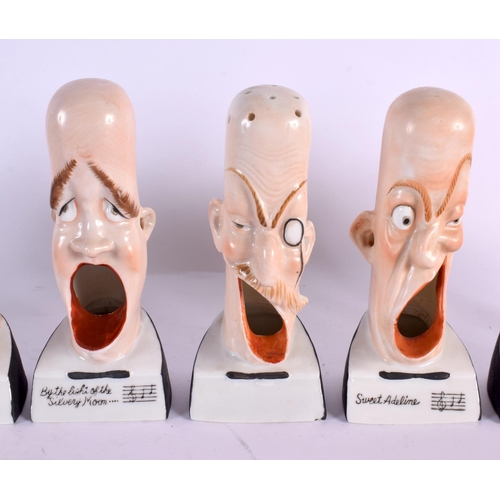 2117 - A COLLECTION OF VINTAGE JAPANESE SCHAFER & VATER GROTESQUE HEAD ASHTRAYS. 13.5 cm high. (8)