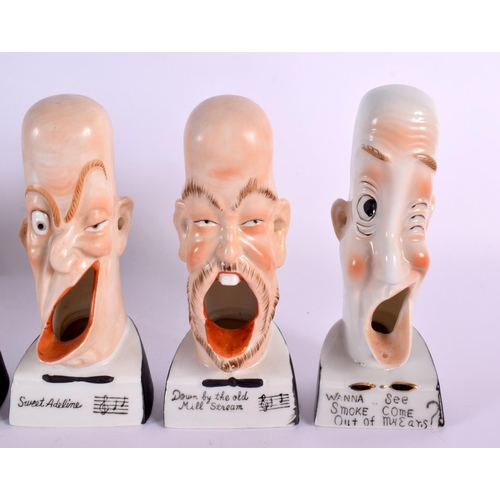 2117 - A COLLECTION OF VINTAGE JAPANESE SCHAFER & VATER GROTESQUE HEAD ASHTRAYS. 13.5 cm high. (8)