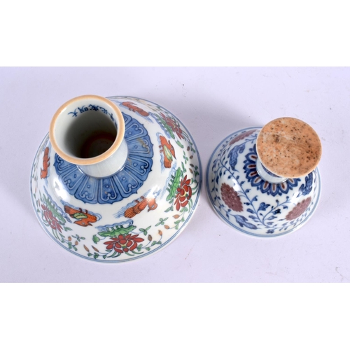 2121 - A CHINESE DOUCAI PORCELAIN SANDUAO DUCK BOWL 20th Century, together with a dish, bowl and stem cup. ... 