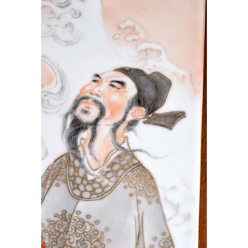 2127 - A LARGE EARLY 20TH CENTURY CHINESE PORCELAIN PLAQUE Late Qing/Republic, together with a framed Orien... 