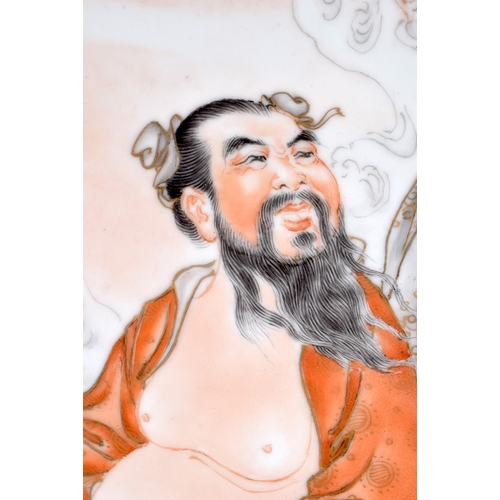 2127 - A LARGE EARLY 20TH CENTURY CHINESE PORCELAIN PLAQUE Late Qing/Republic, together with a framed Orien... 