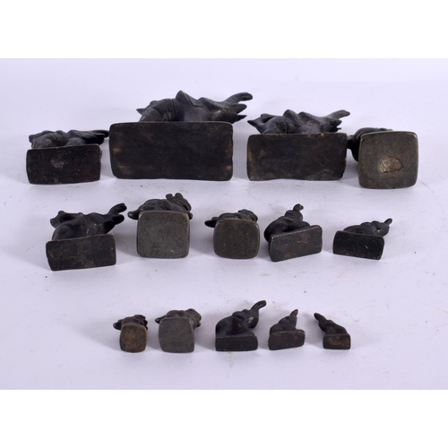 2128 - ASSORTED 19TH CENTURY SOUTH EAST ASIAN BRONZE OPIUM WEIGHTS. (qty)