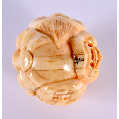 2157 - A JAPANESE CARVED BONE MASK HEAD NETSUKE. 4.5 cm x 3.5 cm.