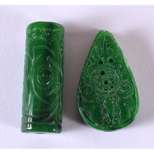 2178 - TWO CHINESE CARVED JADE TOGGLES 20th Century. Largest 4 cm long. (2)