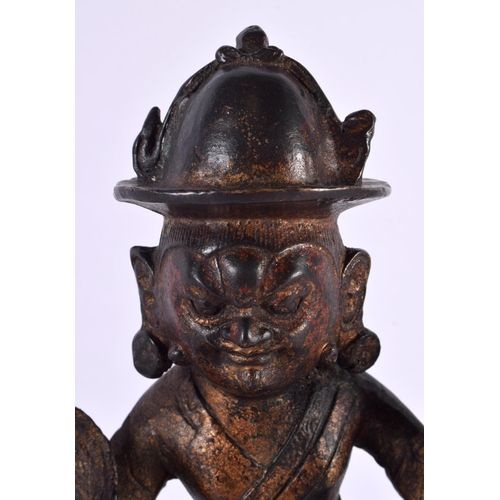 2205 - A LARGE SINO TIBETAN POLYCHROMED BRONZE BUDDHA possibly 19th century. 28 cm x 15 cm.