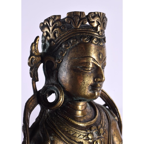 2215 - A LARGE 16TH/17TH CENTURY CHINESE BRONZE FIGURE OF A BUDDHA Ming/Qing, modelled upon a triangular ba... 