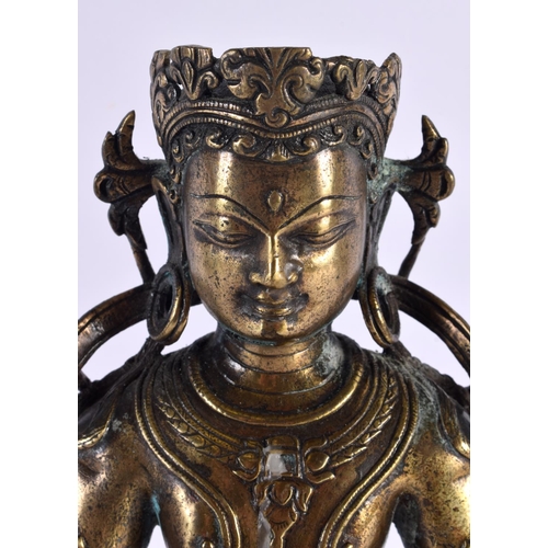 2215 - A LARGE 16TH/17TH CENTURY CHINESE BRONZE FIGURE OF A BUDDHA Ming/Qing, modelled upon a triangular ba... 