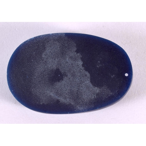 2231 - A CHINESE CARVED LAPIS LAZULI PENDANT 20th Century. 6 cm x 4 cm.