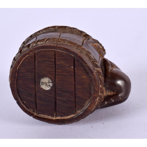 2246 - A JAPANESE CARVED BOXWOOD TOAD AND BASKET NETSUKE. 5 cm x 3 cm.