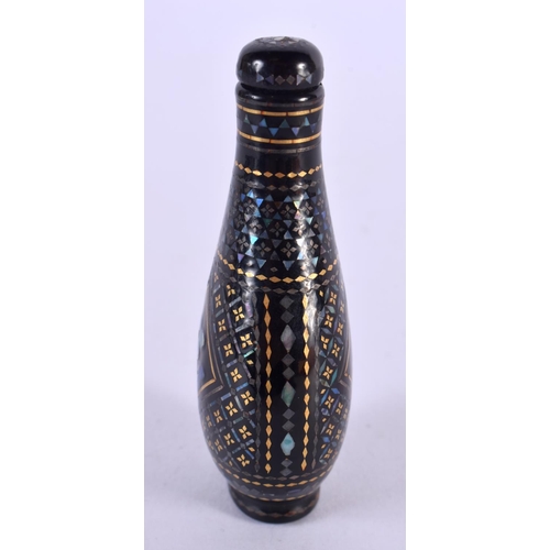 2270 - A CHINESE QING DYNASTY MOTHER OF PEARL LACQUER SNUFF BOTTLE decorated with mother of pearl foliage. ... 