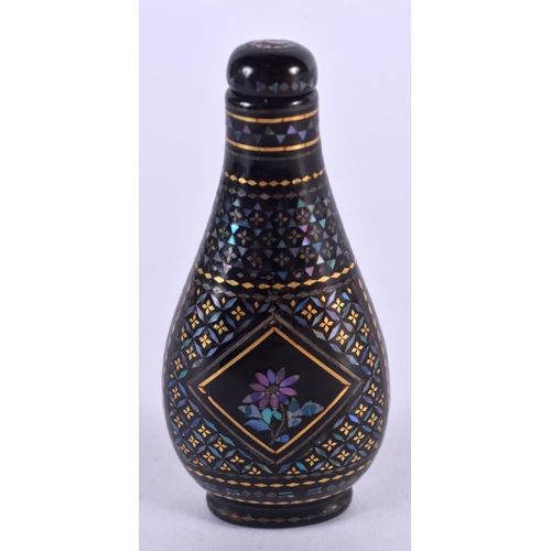 2270 - A CHINESE QING DYNASTY MOTHER OF PEARL LACQUER SNUFF BOTTLE decorated with mother of pearl foliage. ... 