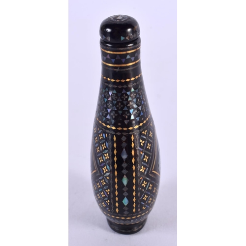 2270 - A CHINESE QING DYNASTY MOTHER OF PEARL LACQUER SNUFF BOTTLE decorated with mother of pearl foliage. ... 