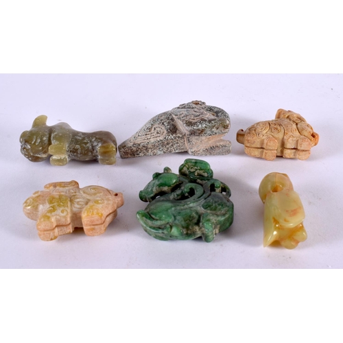 2296 - SIX CHINESE CARVED JADE ANIMALS 20th Century. Largest 7 cm x 4 cm. (6)