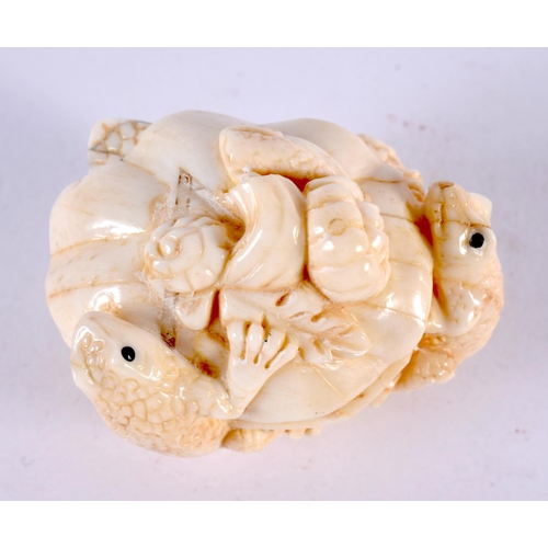 2312 - A JAPANESE CARVED BONE TOAD OKIMONO. 5 cm x 3 cm.