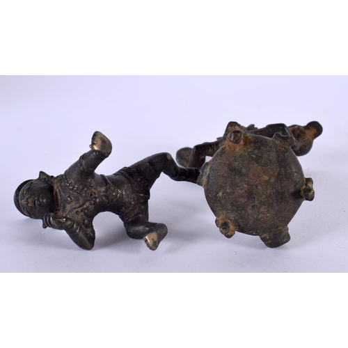 2315 - TWO 19TH CENTURY INDIAN BRONZE BUDDHISTIC FIGURES. Largest 12 cm x 8 cm. (2)