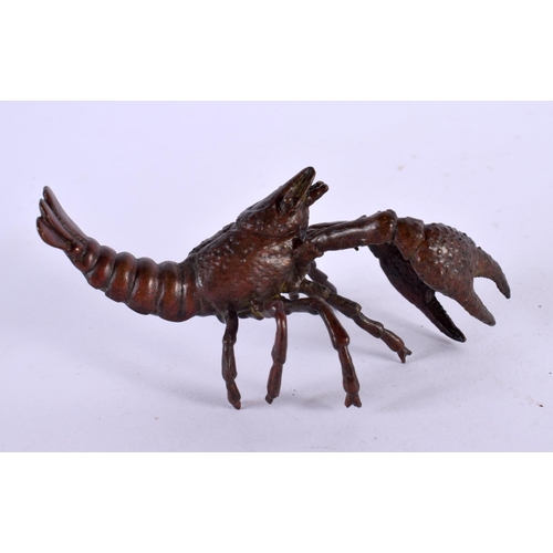 2316 - A JAPANESE BRONZE OKIMONO OF A LOBSTER. 9 cm x 4 cm.