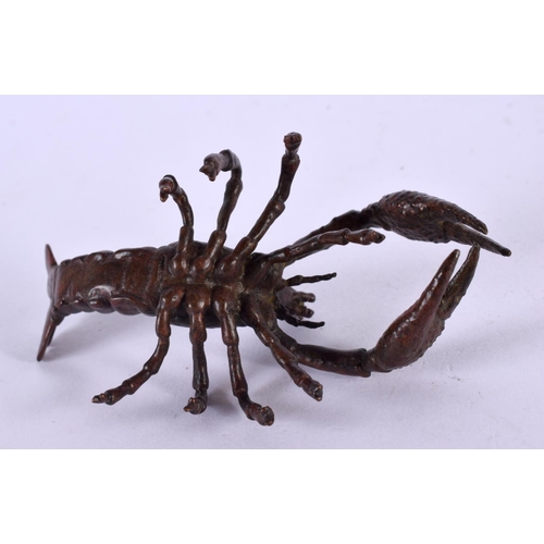 2316 - A JAPANESE BRONZE OKIMONO OF A LOBSTER. 9 cm x 4 cm.